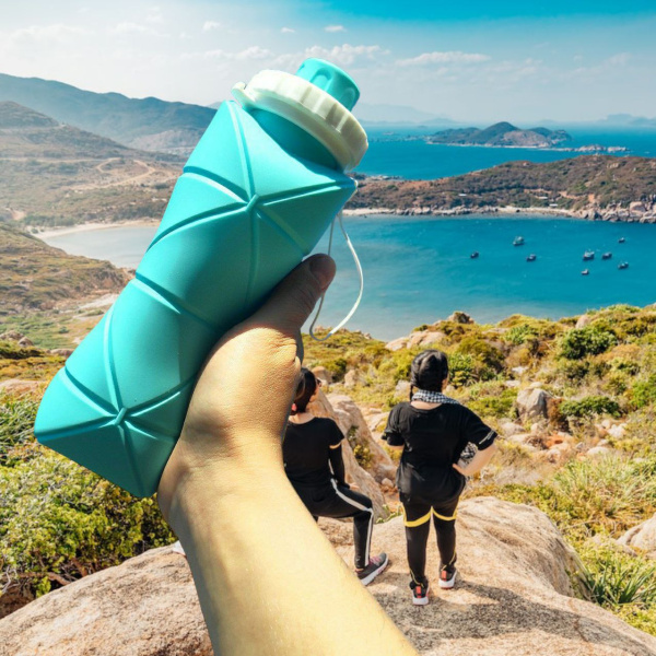 Бутылка складная силиконовая спортивная Silicon Folding Bottle, 600 ml